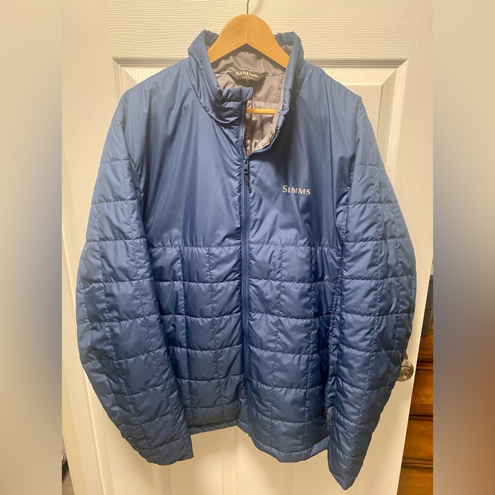 Mens Simms fishing “Fall Run” insulated jacket. Xl. Navy blue